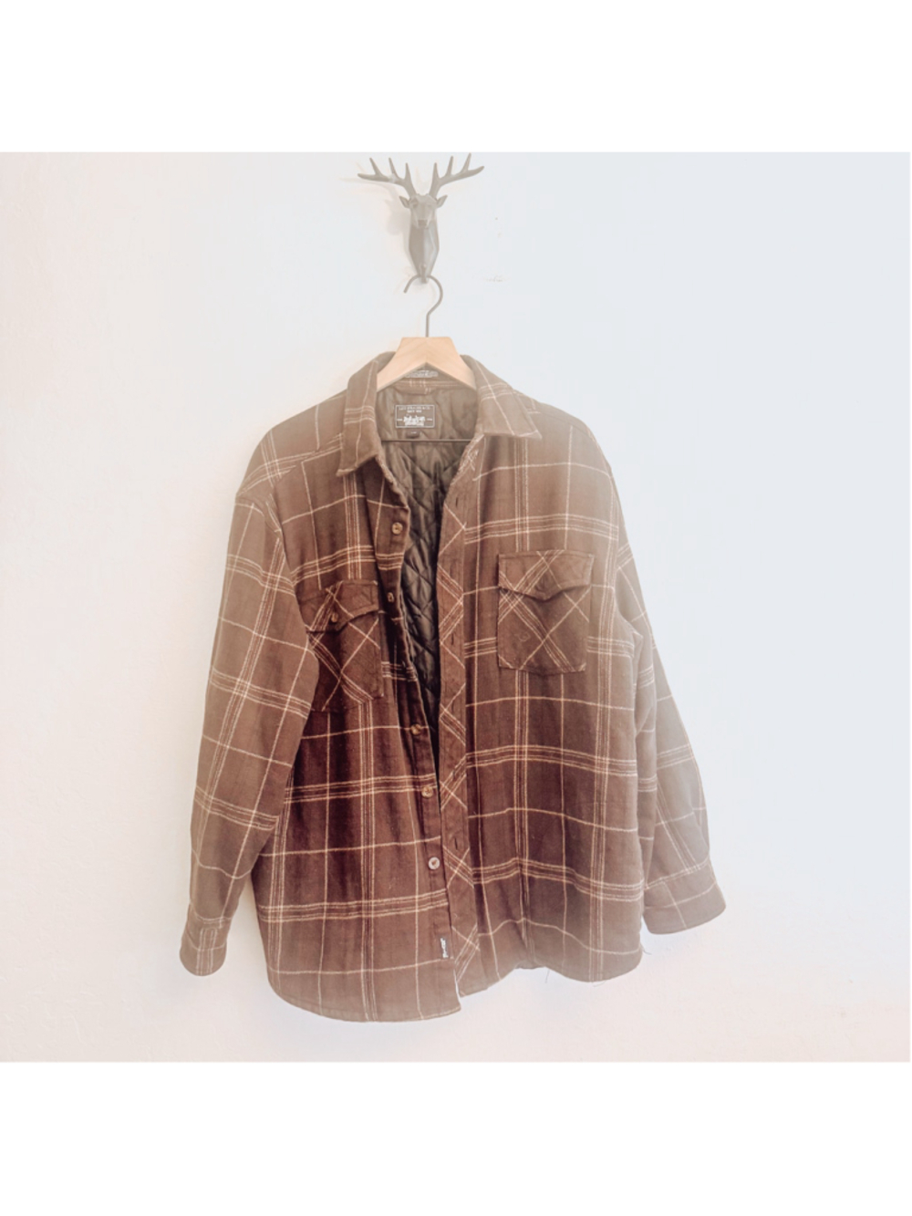 Men's Levi Strauss & Co. Quilted Shirt Jacket Brown Plaid Size Large